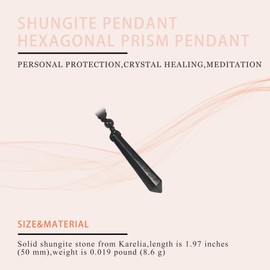 LWQCHW Natural Shungite Pendant Necklace - Polished Black Crystal Point with Adjustable Cord for Negative Energy Protection and Healing