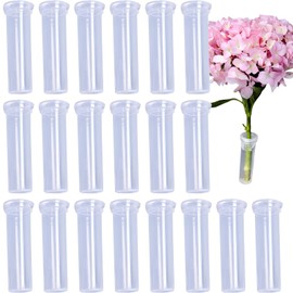 Ksnowqi Pack of 20 Flower Tubes with Lid, Flower Water Tubes with Caps, 11 x 3.8 cm, Reusable Test Tubes, Test Tube for Flowers, Flower Arrangement at Air Outlet, Florists