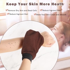 Kese Exfoliating Glove, Exfoliating Glove, Body Hamam Exfoliating Gloves for Ingrown Hair, Skin Dandruff Removal (Black/Brown/Orange)