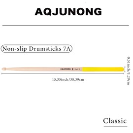 AQJUNONG Drum sticks, Classic 7A Maple Wood Tip 12 Pair No-slip Drumsticks for Kids and Adults, Professional Musical Instrument Percussion Accessories