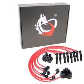 AIP Electronics Dragon FIRE Performance Power Pack with Ignition Coils and Spark Plug Wires Compatible with 1991-2001 Ford Lincoln Mercury 281 302 4.6L 5.0L V8 OEM Fit Kit-1120