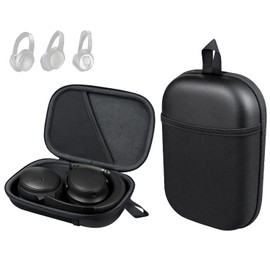 SOULWIT Headphone Carry Case for Bose QC35/QC45/QC Ultra/QC25/QC SE/Quiet Comfort, Hard EVA Replacement Case, Travel Storage Bag with Carabiner - Black