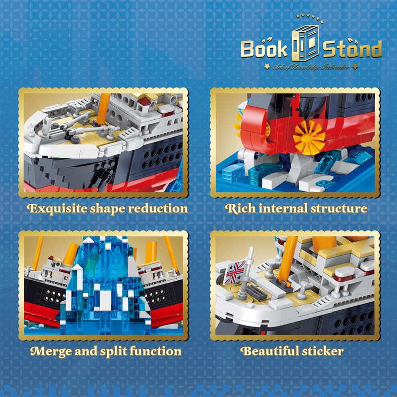Hallisun Titanic Building Set, Ship Book Nook Kit 2 in
