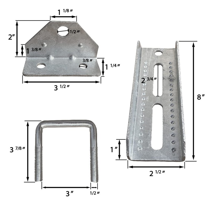 8 Pack 8" Galvanized Swivel Top Bunk Bracket Kit with