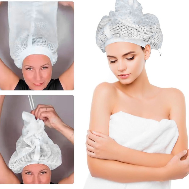 2Pcs Net Plopping Cap Adjustable Reusable Versatile Drying Curly Hair