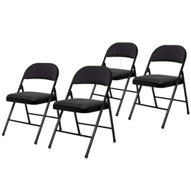 OEF Furnishings (4 Pack Fabric Upholstered Steel Folding Chair, Black