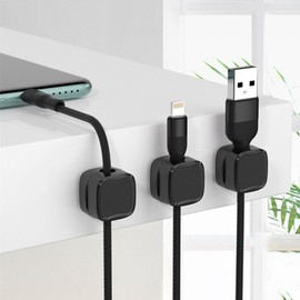 Magnetic cable organizer car cell phone charger clip 6 white 2ea