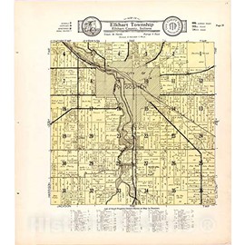Historic 1929 Wall Map - Atlas and plat Book of Elkhart County, Indiana - Map of Elkhart Township Elkhart County, Indiana 16in x 18in