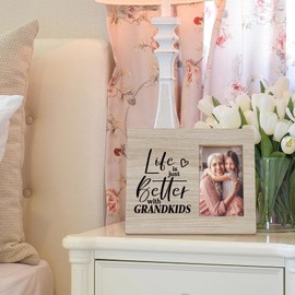 DIENADFX Grandkids Picture Frames, Grandparents Picture Frames, Grandparents Gifts from Great Grandkids, Grandchildren Frame, Life is Just Better with Grandkids Wood Picture Frames for 4x6 Photos
