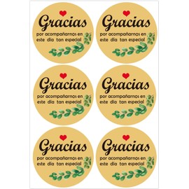 Etiquetas adhesivas de agradecimiento en espaol "Gracias Por Acompaarnos", de 5 cm, para favores de boda, despedida de soltera, baby shower en espaol (120 piezas)