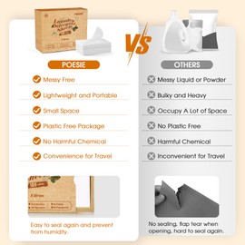 Poesie Laundry Detergent Sheets Citrus Scent 3 Pack 480 Sheets 240 Loads Eco-Friendly Zero Plastic Portable Green Package Liquid Less HE Washing Detergent Strips for Save Place Traveling