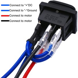 Taiss/Waterproof Momentary Polarity Reverse Switch DC 12V 10A Motor Control 6 Pin 3 Position (ON)-Off-(ON) AC 110V-220V Boot Rocker Toggle Switch with Wire KCD4-223WM-BK-JT