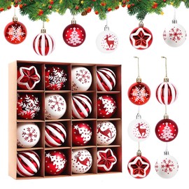 Christmas Baubles Plastic Small 6 cm - Pack of 16 Christmas Tree Baubles Red Shatterproof - Christmas Tree Decoration Christmas Decorations Christmas Ball Set