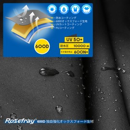 Rosefray Motorcycle Cover 600D Heavy Duty All Season Universal Weather Waterproof Sun Outdoor Protection Durable Night Reflective& 96" XXL Vehicle Cover/Black