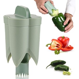 Pepper Seed Corer Remover 2025 Upgraded 2 in 1 Bell Pepper Cutter and Deseeder Tool for Quickly Removing Seeds and Cutting Vegetables Perfect Kitchen Gadget for Peppers and Fruits
