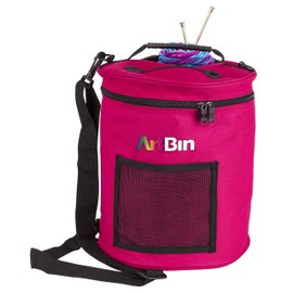 ArtBin 6805SA Yarn Drum, Portable Knitting & Crochet Storage, [1] Poly Canvas Tote Bag, Raspberry