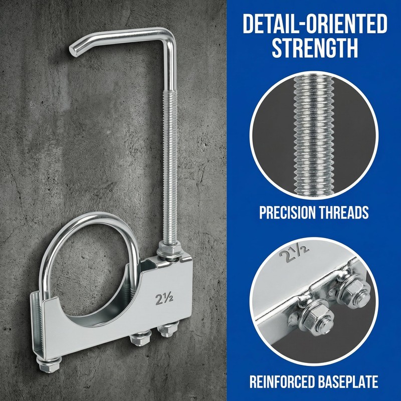 Vurixfo 2.5 Inch Universal Clamp On Exhaust Hanger, U-Shaped Galvanized