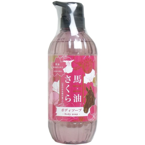 Horse Oil Cherry Body Soap, Light Cherry Blossom Scent, 16.9 fl oz (500 ml)