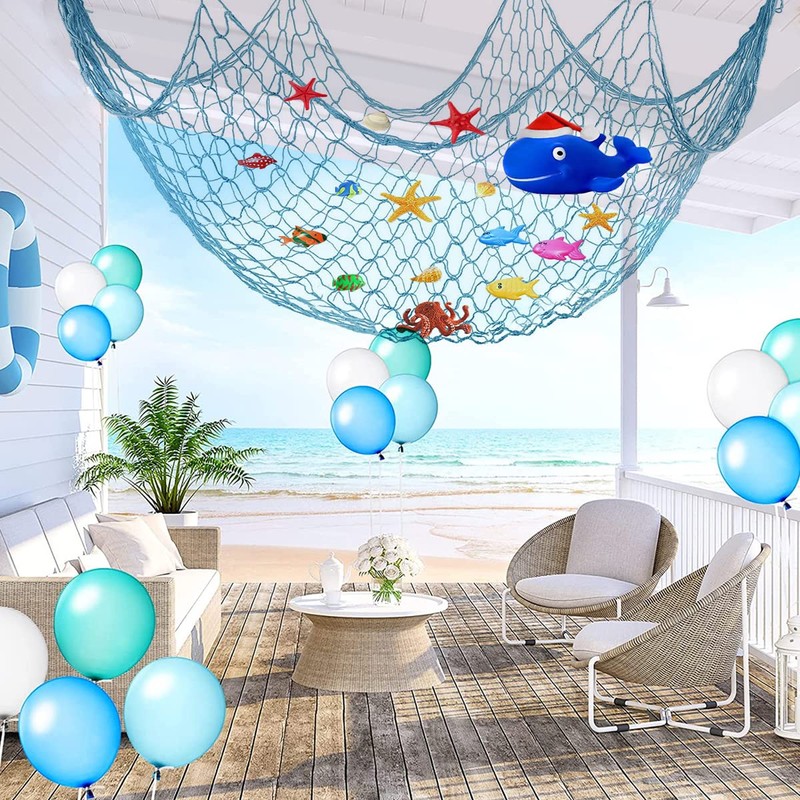 Abizarch 2 Pcs Fish Netting Decoration Beige Nautical Fish Net