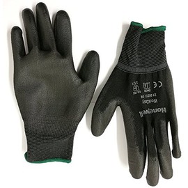 Honeywell 2100251-06 Workeasy PU Knitted Gloves, Black, Industrial Washable, 25 cm Long, Thickness 13, Size 06 (Pack of 10 Pairs)