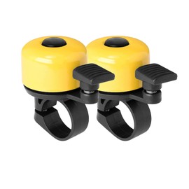 Binudum Bicycle Bell, Pack of 2, Loud and Melodic Sound, Bicycle Bell, Classic Mini Bicycle Bell for Children and Adults, for Road Bike, Mountain Bike and Scooter (Yellow, 2 Pieces)