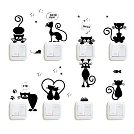 Wall Sticker, Cat, Cute, Removable, Power Switch, Outlet Sticker, Wallpaper, Sticker, Decoration, Interior, Waterproof, Sticker, Switch Decoration, Desk, Window, Cupboard, Bookshelf, Stylish, Room Decoration, Kitchen, Living Room, Living Room (Cats AA)