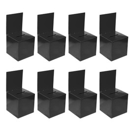 PATIKIL Cardboard Suggestion Box, 8 Pcs 6"x6"x6" Ballot Box with Removable Header Board Raffle Box for Suggestion, Collection, Tip, Donate, Voting, Black