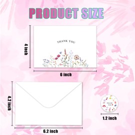 Floral Thank You Cards with Envelopes, 40 Pack 4"x6" Wildflower Blank Cards for All Occasions incl. Weddings, Bridal Showers, Business & Baby Showers (40 Pack Floral Thank Tou Card)