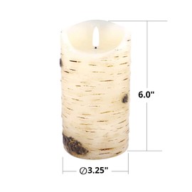 Flameless Candles LED Candles Birch Bark Effect Set of 2 (D:3.25" X H:6") Ivory Real Wax Pillar Battery Operated Candles with Dancing LED Flame 10-Key Remote Control and Cycling 24 Hours Timer…