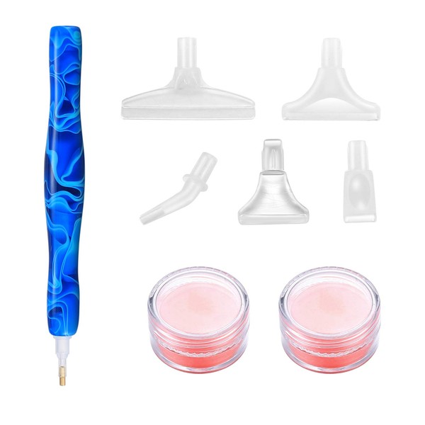 5D DIY Diamond Art Painting Pens, Resin Embroidery Beads Rhinestone Picker Pens Accessories Tools for Gem Jewel Wax Picker Supplies, Crystal Drill Bead, with Clay Boxes - Blue (Blue)