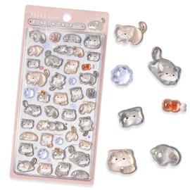 3D Puffy Stickers - Cartoon, Kawaii Cat Themed, Reusable for Camera,Scrapbooks, Planners, Journals, Laptops & Phone Cases