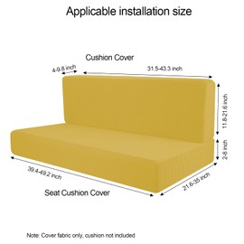 RV Dinette Cushions Covers, Stretchable and Washable Fabric Sofa Seat Slipcovers for RV Camper Car Couch Include 2 Backrest Cover & 2 Bench Cover (Yellow)