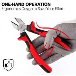 Sharp-Tec Diagonal Cutting Pliers, 160mm Precision Wire Cutters with Anti-Slip Handle, 6-inch Professional Wire Cutters Nippers, 2 Pack