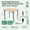 Bamboo Camping Table with Adjustable Height (265LBS)