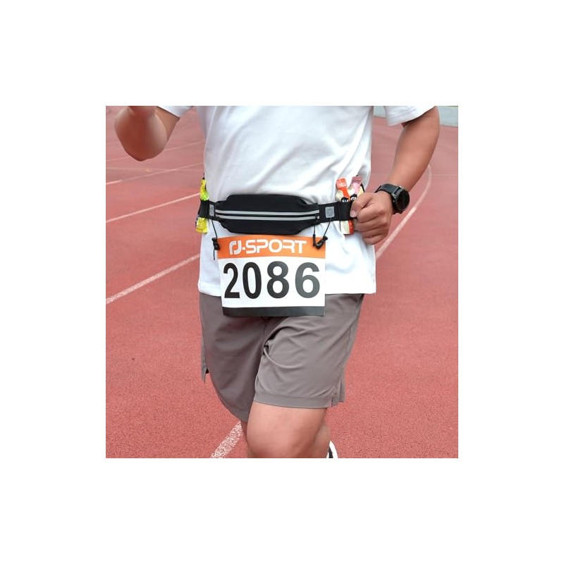 RJ-Sport Cinturón delgado para correr con número de carrera -