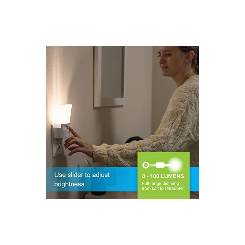 GE Ultrabrite Dimmable Sconce LED Night Light Plug-In, Energy Efficient,