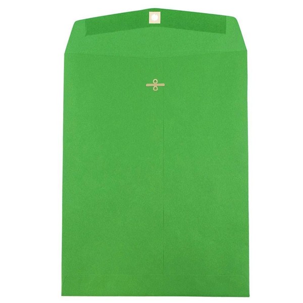 JAM PAPER 10 x 13 Open End Catalog Colored Envelopes with Clasp Closure - Green Recycled - 50/Pack