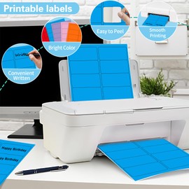 2" x 4" Colored Address Labels, 200 Bright Blue Label Stickers- Laser/Ink Jet Printer Mailing Labels, 8.5"x11" 20 per Sheet