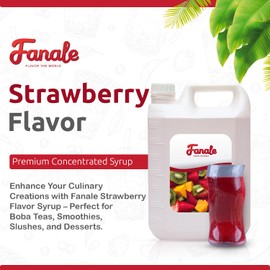 Fanale Premium Flavoring Concentrated Syrup for Bubble Tea | Strawberry Flavor Syrup | for Boba Tea, Smoothies, Slushes, Desserts | 11 pound Pack of 4 | SRP010-CS