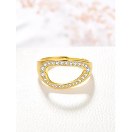 Geometric Statement Rings Chunky Silver Ring Gift for Birthday Bold Jewelry Silver Friend Mom Trendy Abstract Ring Size 8