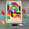 ANCLLO Tangram wooden puzzle with colourful 3D Russian blocks