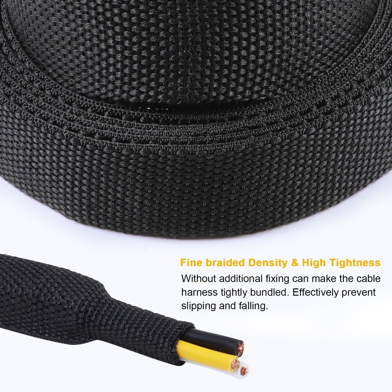 1-1/8" 5FT Heat Shrink Braid Sleeve, 2:1 Ratio Shrinkable Braid
