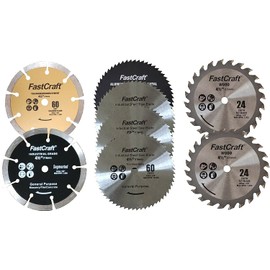 FastCraft 8pc 4.5" Mini Compact Saw Blades 4-1/2"- All Industrial & PRO Grade (Segmented Diamond Blade, Carbide Tipped Blade, and HCS-HSS Steel Blade) Arbor 3/8" (9.5mm) Guaranteed Power