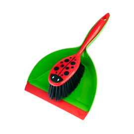 Vigar Ladybug Dust Pan and Brush Handy Set, 12-3/4-Inches, Green, Red, Black