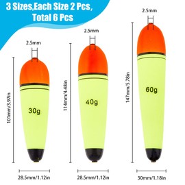 HOBBIESAY 6Pcs 3 Styles EVA Fishing Foam Float Fishing Rig Float Slip Bobbers Floats Fishing Accessories Floatage for Saltwater Freshwater Panfish Trout Bass Tackle Kit