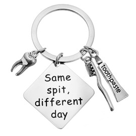 ShiQiao Spl Funny Gifts for Men Women Dental Christmas Gifts for Dentist - Same Spit Different Day Keychain Dental Nurse Birthday Gifts for Friends