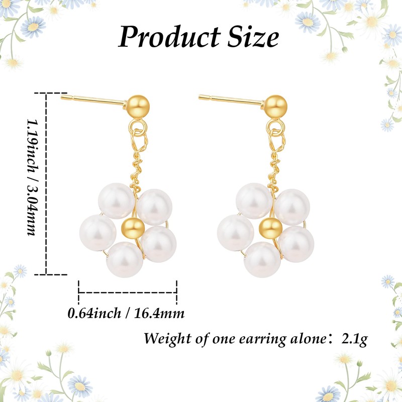 SmileBelle Daisy Earrings as Pearl Earrings for Women, Dainty Flower