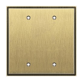Henne Bery Soft Modern Decorative Wall Plate Switch Plate Outlet Cover (Double Blank, Antique Brass)