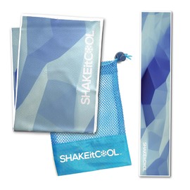 SHAKEitCOOL Original Cooling Towel – Be Cool in Style - Heat Relief, Soft, Lightweight, Sun Protection, Easy Clean - Perfect for Biking, Running, Yoga, Gym, Gardening - Blue Fractal