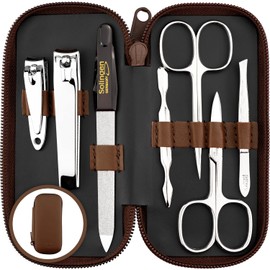 Solingen Manicure Set – Comparison Winner – Genuine Leather Case Handy and Soft – 7 Piece Nail Set for Men and Women marQus Made of Shiny Nickel-Plated Polished Steel
